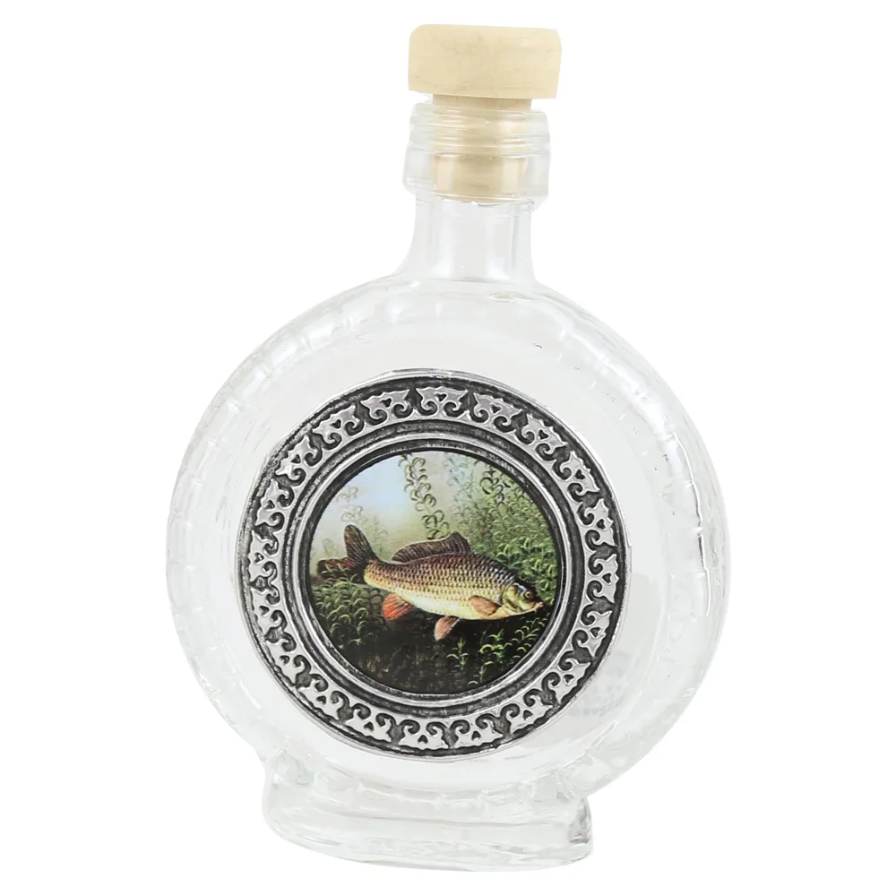 Plosca din sticla cu abtibild metalic 100 ml, Peste