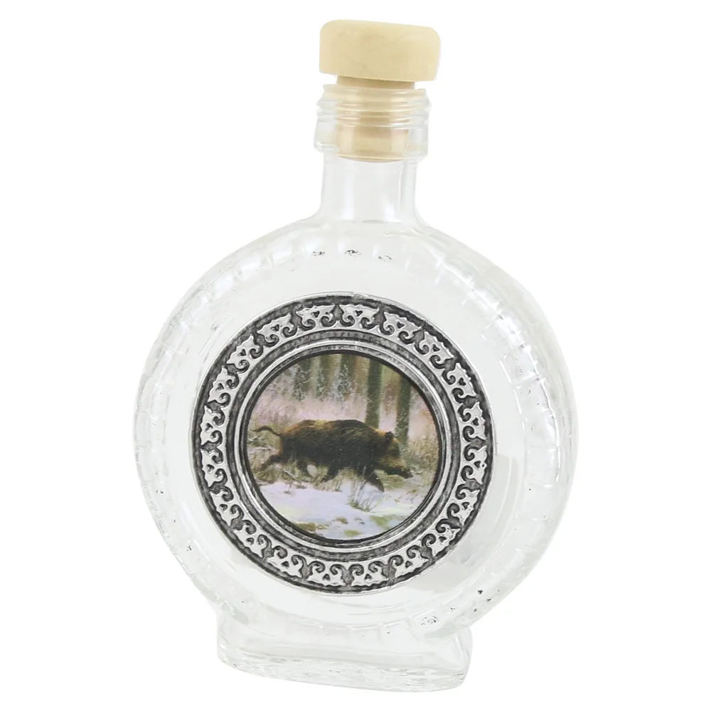 Plosca din sticla cu abtibild metalic 100 ml, Mistret