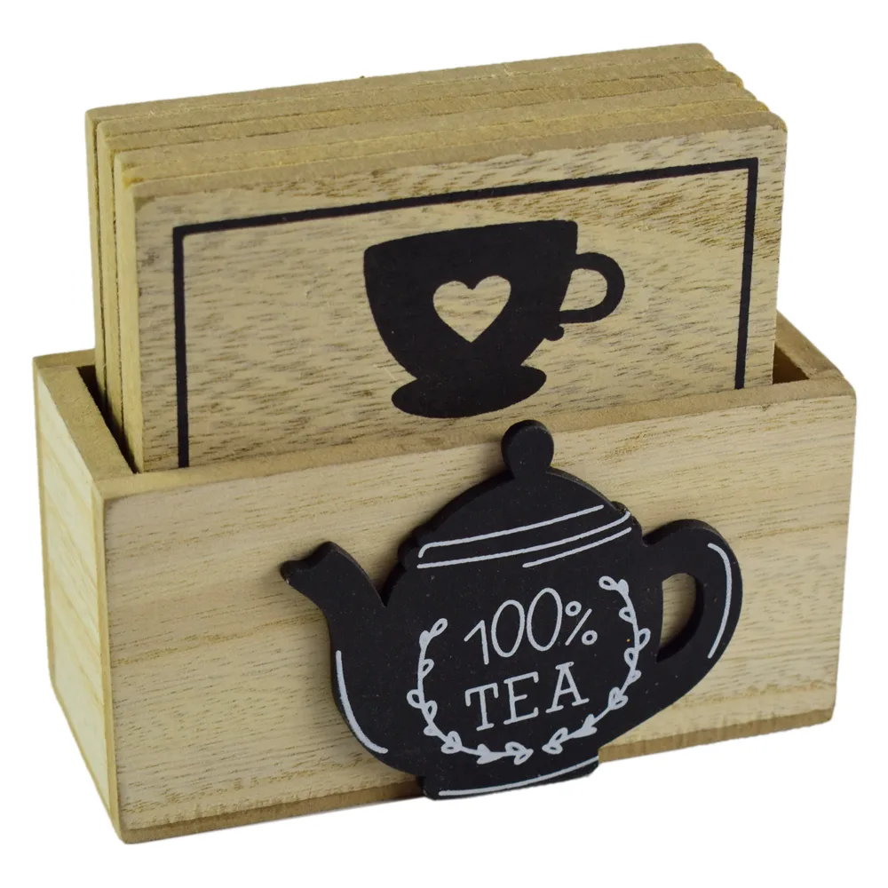 Set 6 suporturi pentru pahare, din lemn - Tea 100 % - imagine 2