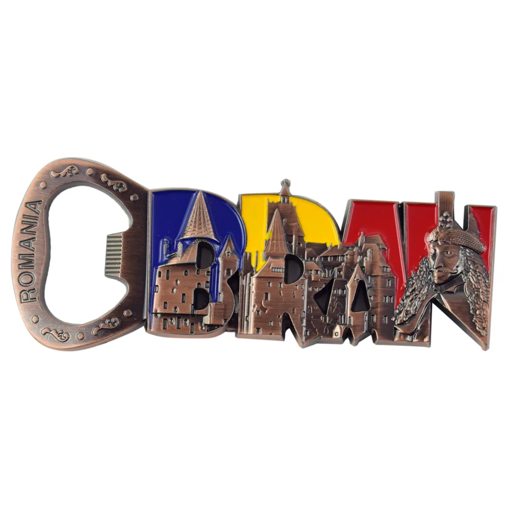 Desfacator sticle din metal cu magnet Bran/Romania 10 CM - imagine 2