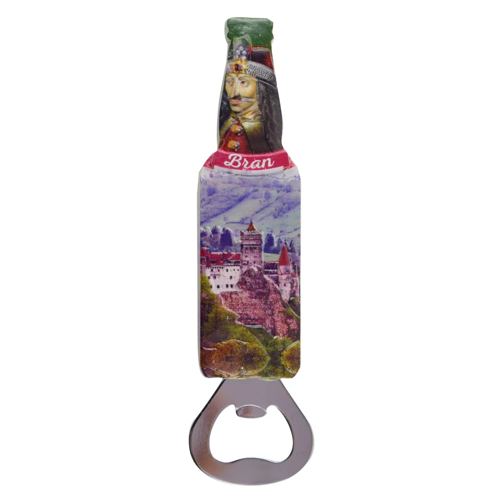 Magnet de frigider cu desfacator sticle, din rasina 4x15 CM - Castelul Bran - imagine 2