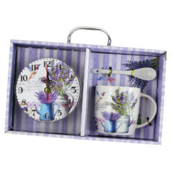 Alternative view of Cana cu lingurita si ceas din lemn "Lavender"