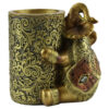 Suport creioane din rasina aurie cu elefant 11x10 CM