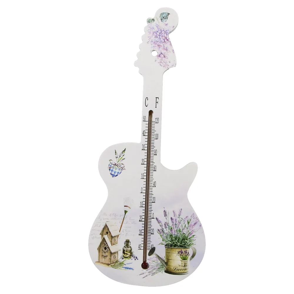 Termometru din lemn Chitara 26 CM Lavanda - imagine 2