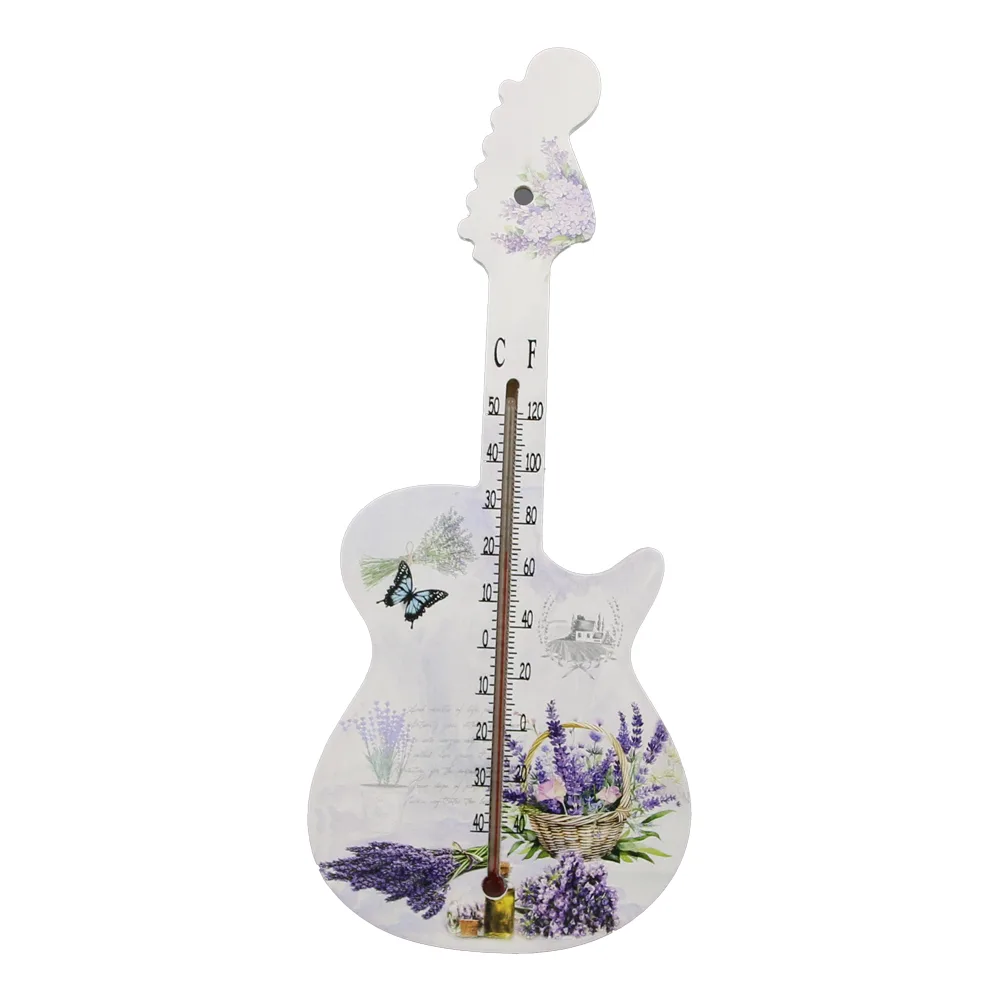 Termometru din lemn Chitara 26 CM Lavanda - imagine 3
