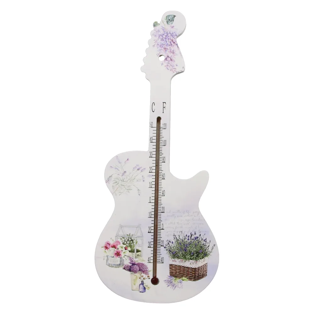 Termometru din lemn Chitara 26 CM Lavanda - imagine 4
