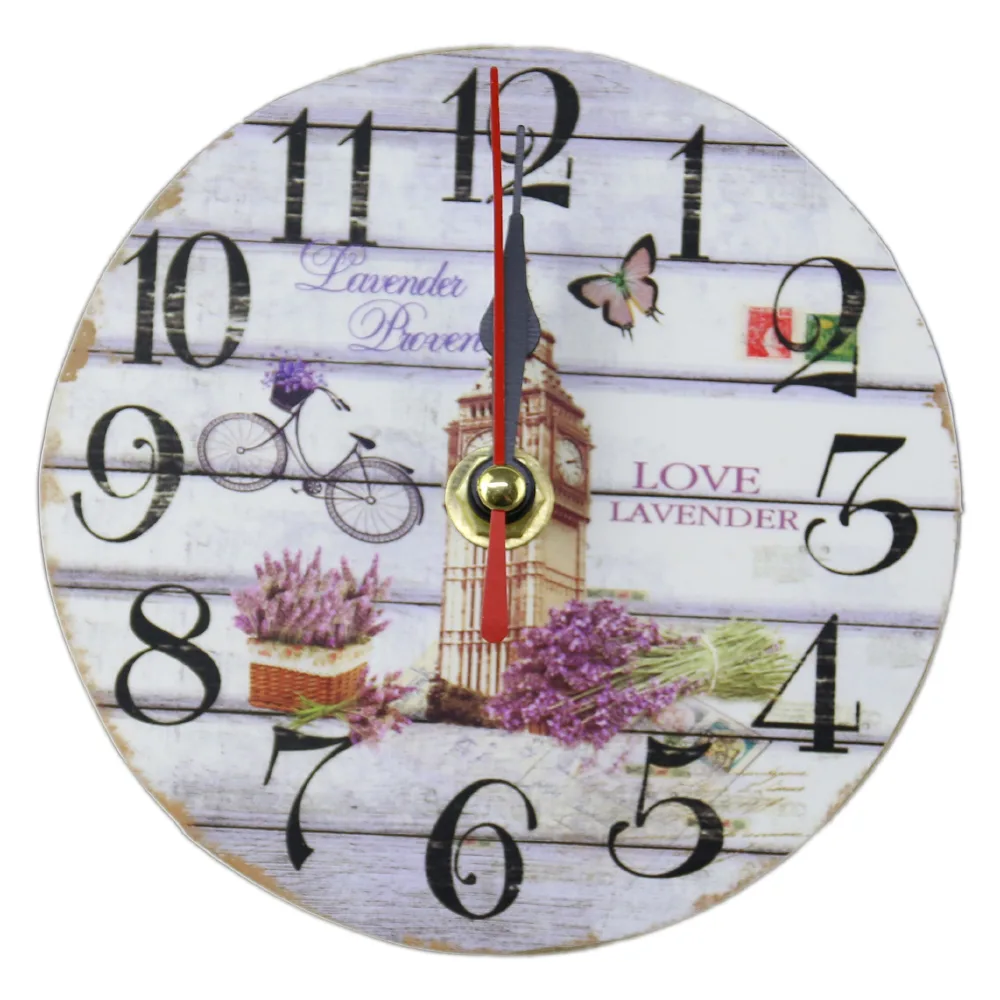 Ceas din lemn 12 CM - Love Lavender - imagine 2