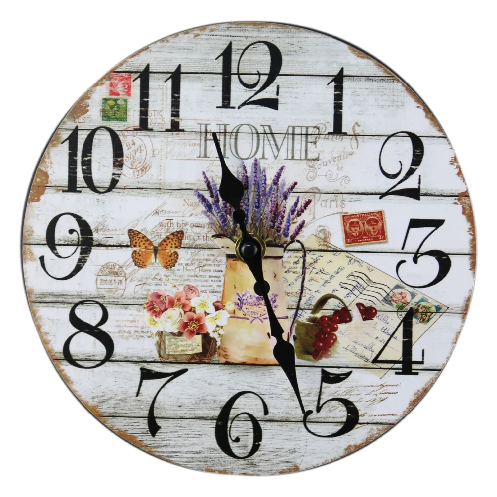 Ceas de perete din lemn 20 CM - Home/Lavender - imagine 2