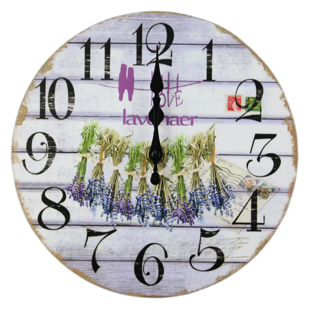 Ceas de perete din lemn 20 CM - Home/Lavender - imagine 3