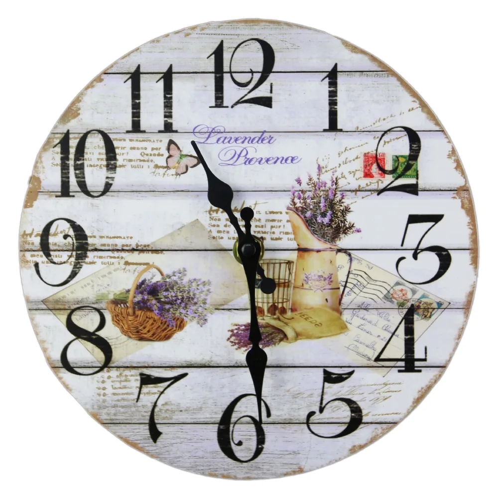 Ceas de perete din lemn 20 CM - Home/Lavender - imagine 4