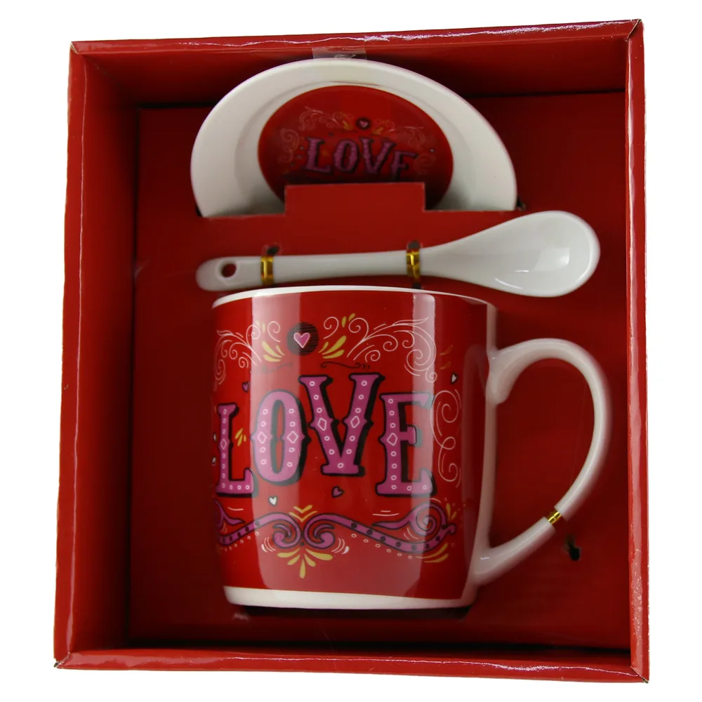 Cana cu farfurie si lingurita Love 9 CM - Design - imagine 3