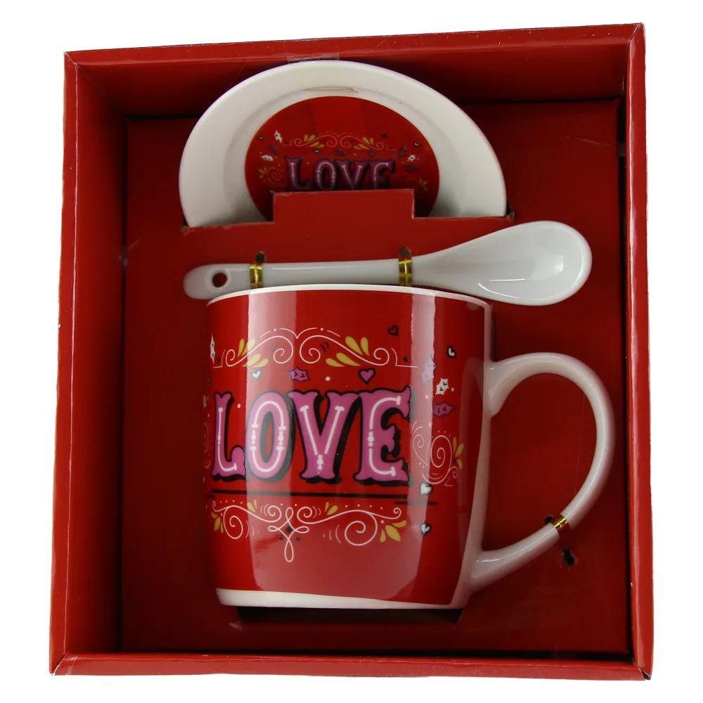 Cana cu farfurie si lingurita Love 9 CM - Design - imagine 4