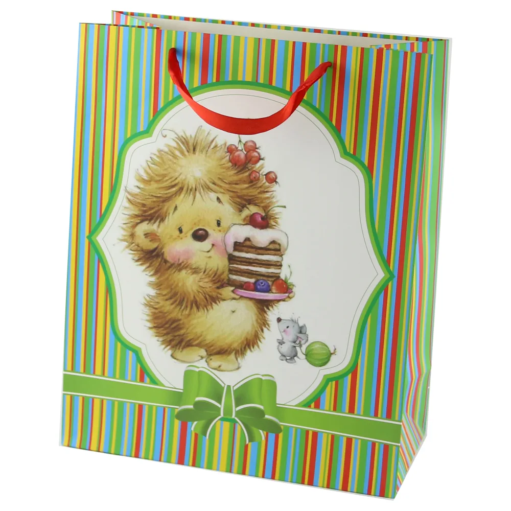 Punga cadou din hartie 26x32 CM - Arici cu tort