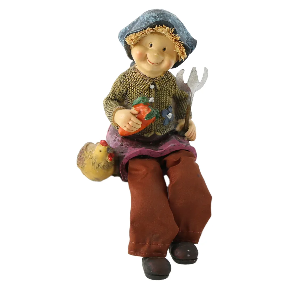 Figurina copil Gradinar cu cocos/gaina din rasina cu picioare textil 20 CM - imagine 2