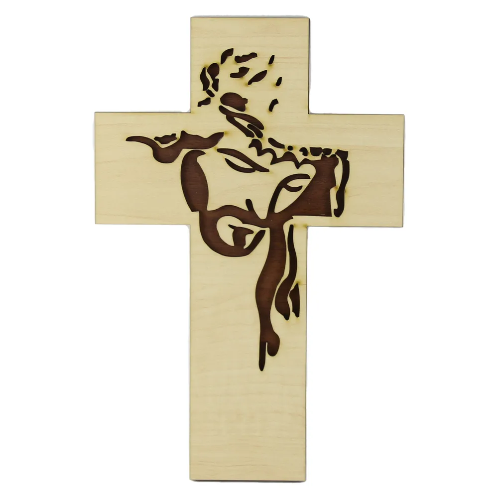 Cruce de perete din lemn cu Isus 18x25 CM