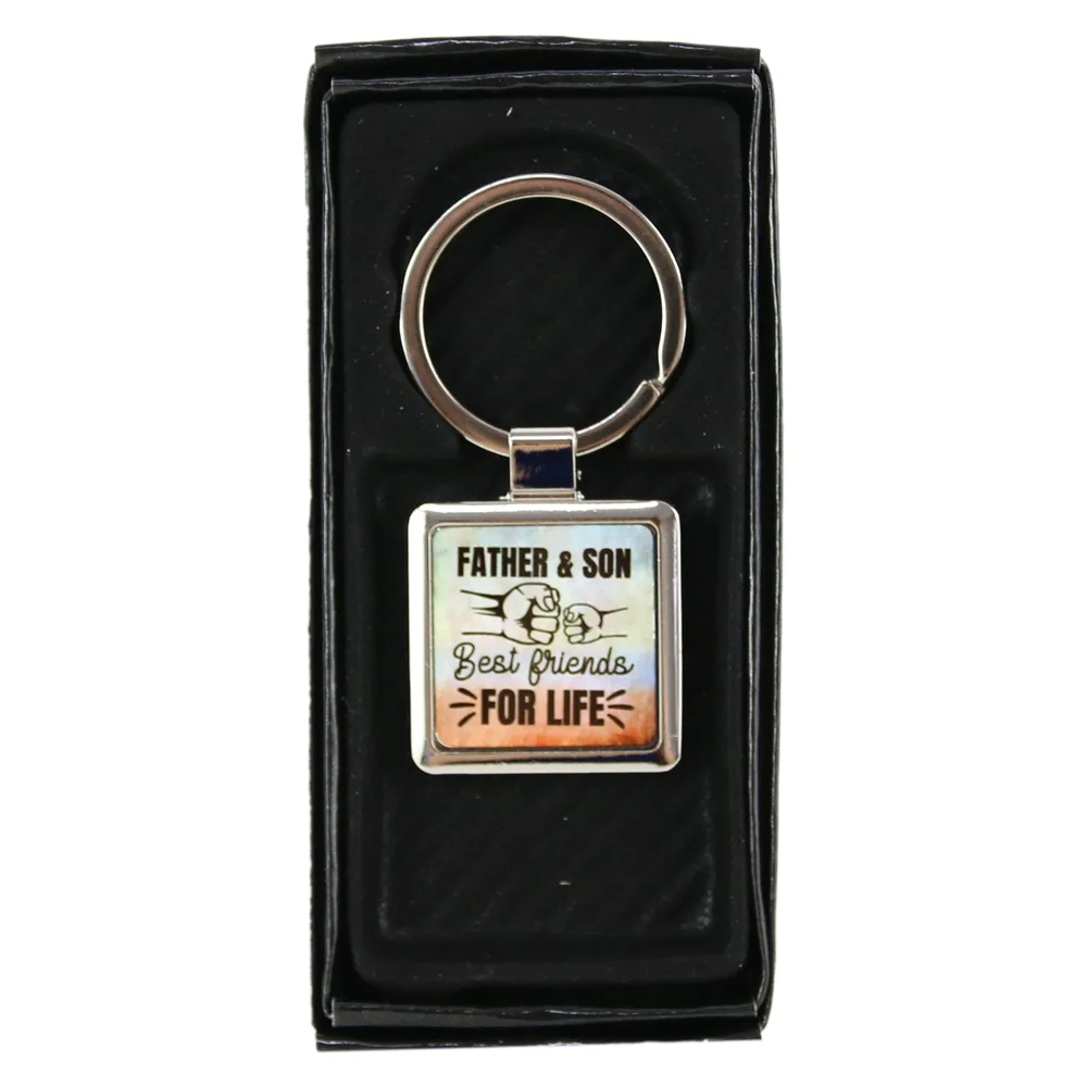 Breloc personalizat "Father and Son Best Friends for Life", metalic