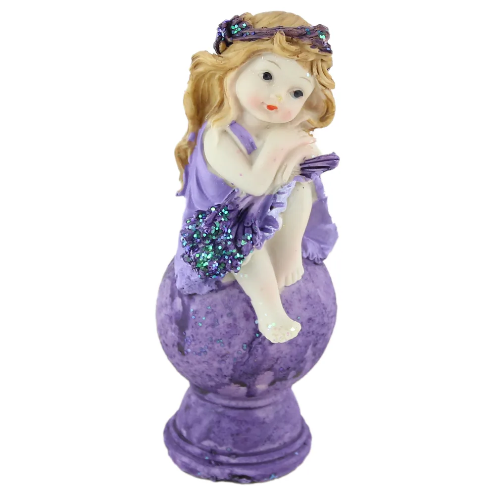 Figurina din rasina, Copil Lavanda 17 CM, cu sclipici Mov