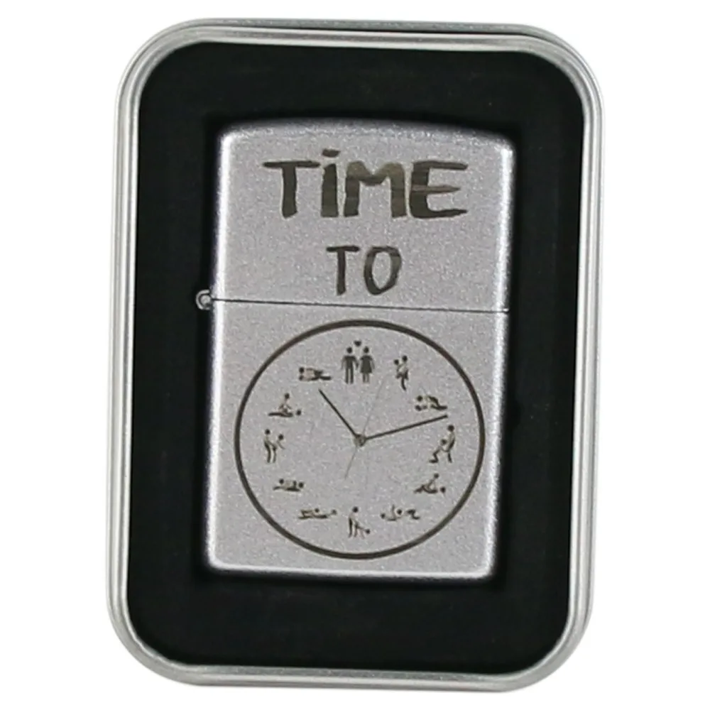 Bricheta metalica "Time to...", 3.5x5.5 CM, Argintiu