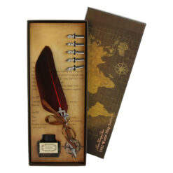 Alternative view of Set de caligrafie vintage cu pana, cerneala si 5 penite World Map