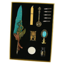 Set de caligrafie vintage cu pana, penite si accesorii 12 piese