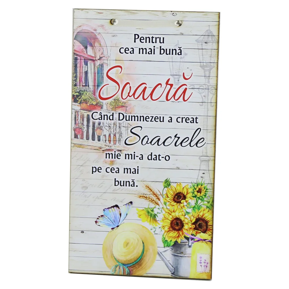 Tablou lemn personalizat "Pentru cea mai buna Soacra..." 15x27 CM