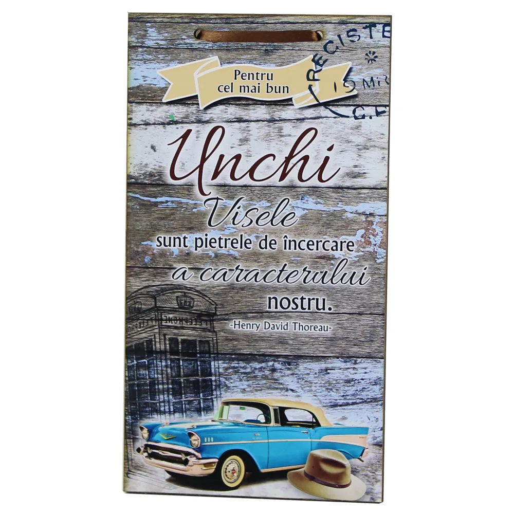 Tablou lemn personalizat "Pentru cel mai bun Unchi..." 15x27 CM