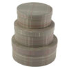 Set 3 cutii rotunde 20x8 CM - Carouri maronii