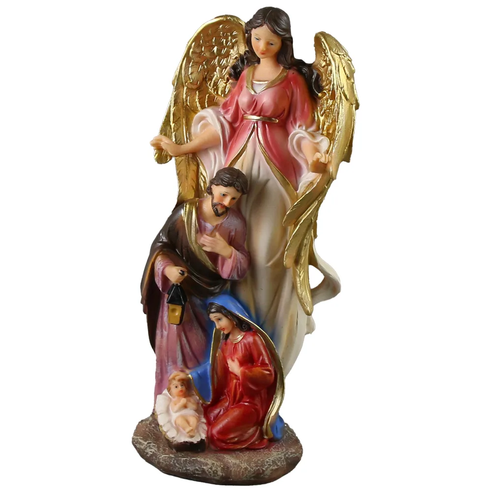 Figurina Inger cu Sfanta Familie 11x25 CM, din rasina - imagine 2