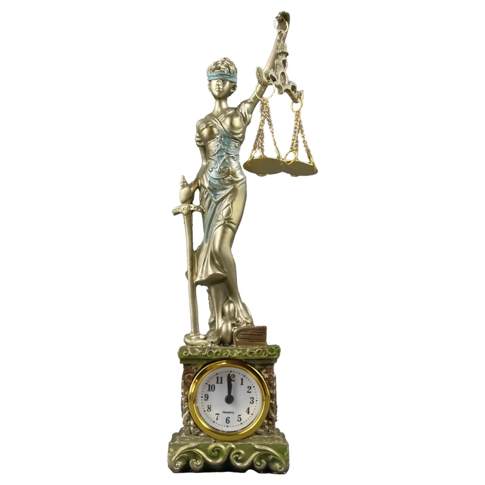 Statueta Justice cu ceas, din rasina 7x27 CM