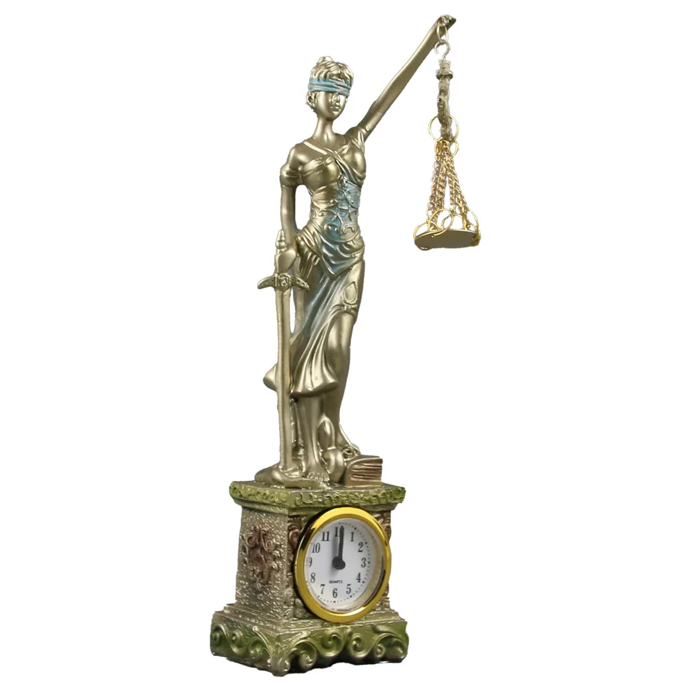 Statueta Justice cu ceas, din rasina 7x27 CM - imagine 2