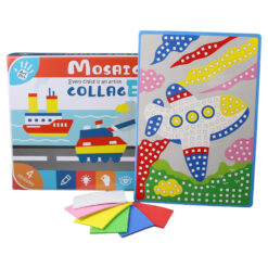 Set creativ mozaic Vehicule cu 4 imagini si patratele autocolante colorate