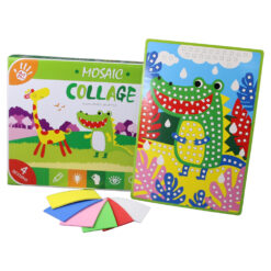 Set creativ mozaic Jungla cu 4 imagini si patratele autocolante colorate