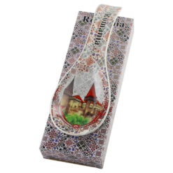 Decor de perete tip lingura din ceramica Castelul Corvinilor 9 x 26 cm, Romania