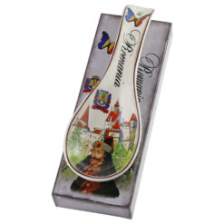 Decor de perete tip lingura din ceramica Castelul Bran, 9 x 26 cm, Romania