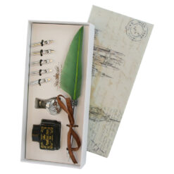Set de caligrafie vintage cu pana, cerneala si 6 penite Big Ben
