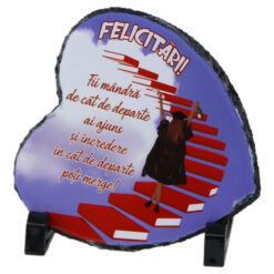 Placa ardezie inima "Felicitari!" 14 x 14 CM, Fata