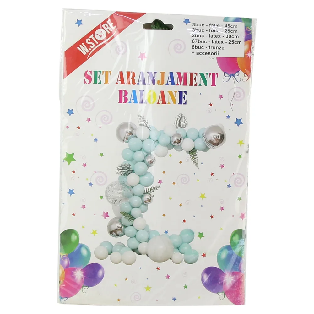 Set aranjament party cu 75 baloane + 6 frunze + accesorii - imagine 2
