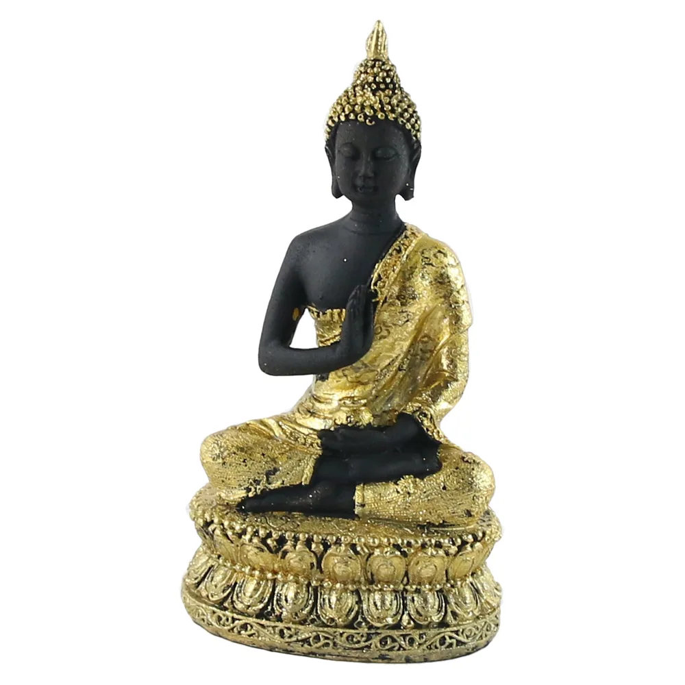 Statueta Buddha, 15 CM, din rasina, Negru/auriu - imagine 3