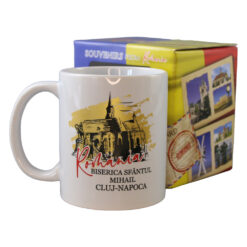 Cana din ceramica Biserica Sfantul Mihail, Cluj-Napoca, 300 ml, in cutie decorativa