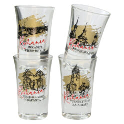 Set 4 pahare din sticla Maramures 35 ml, Romania