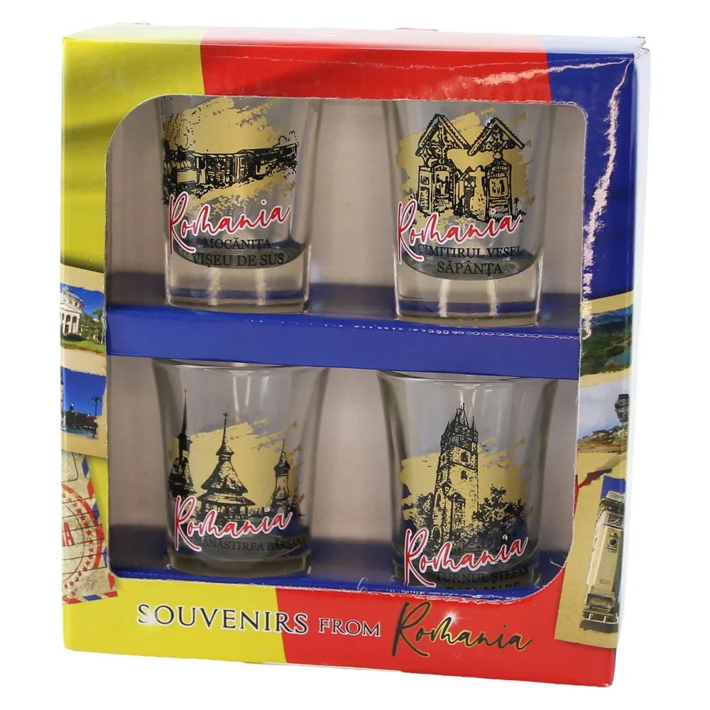 Set 4 pahare din sticla Maramures 35 ml, Romania - imagine 2