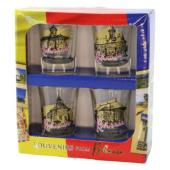 Alternative view of Set 4 pahare din sticla 35 ml, Manastiri din Romania - Voronet, Putna, Humor si Sucevita