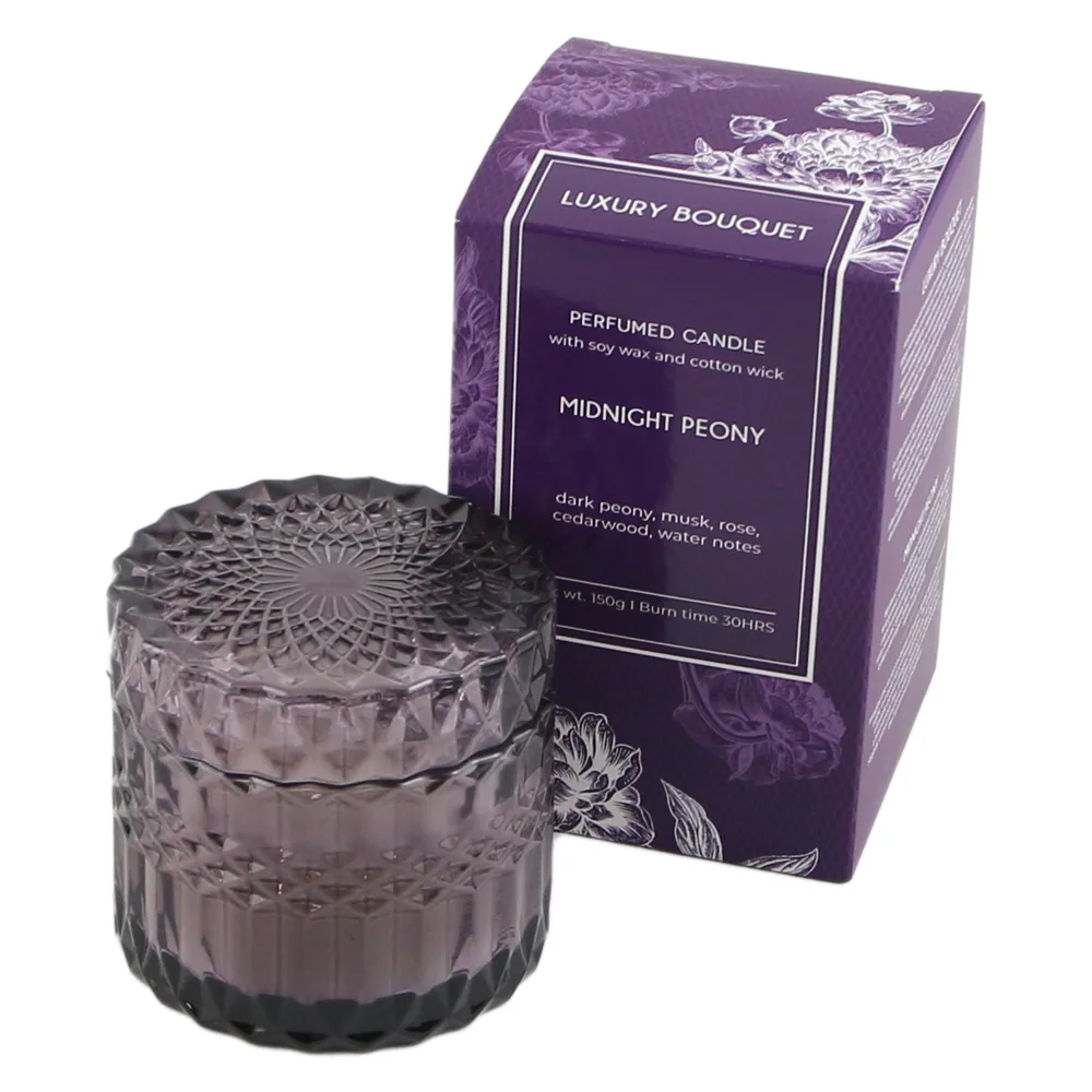 Lumanare parfumata in sticla cu capac Luxury Bouquet 150 gr - Midnight Peony/Sakura Morning