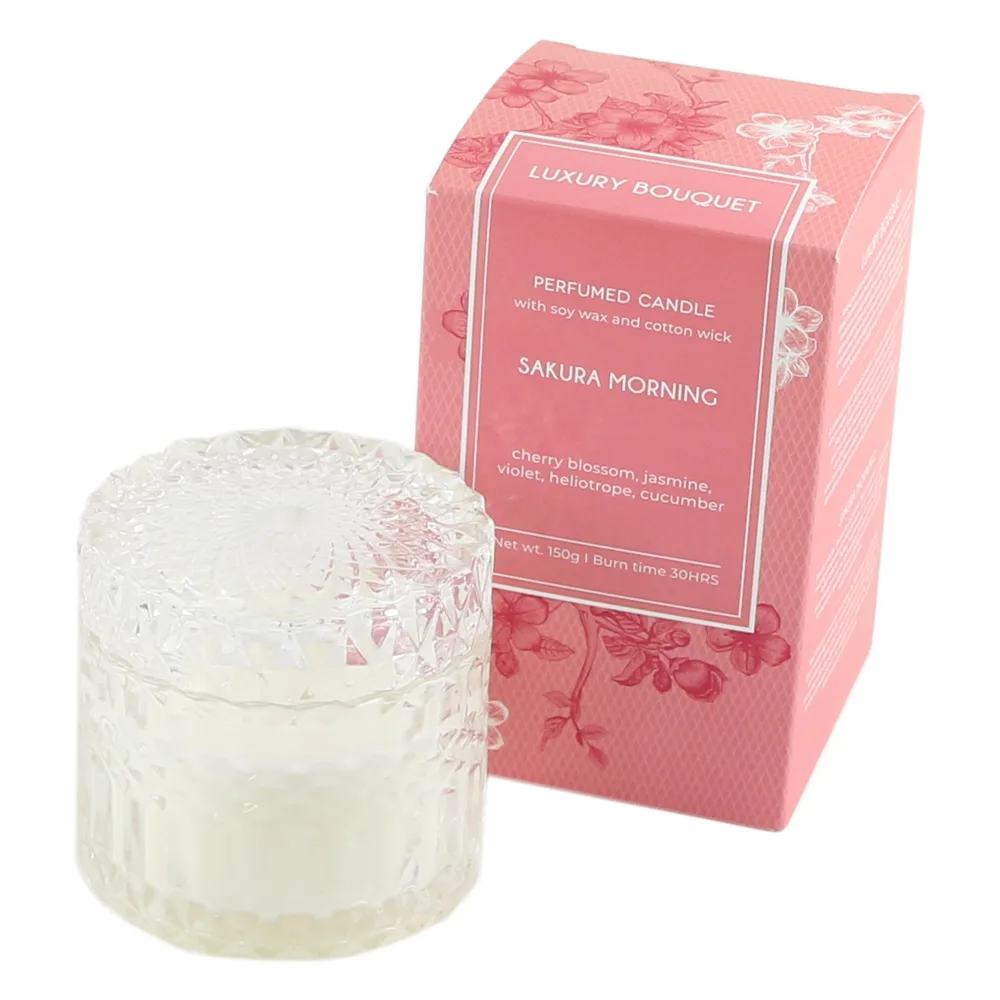 Lumanare parfumata in sticla cu capac Luxury Bouquet 150 gr - Midnight Peony/Sakura Morning - imagine 2