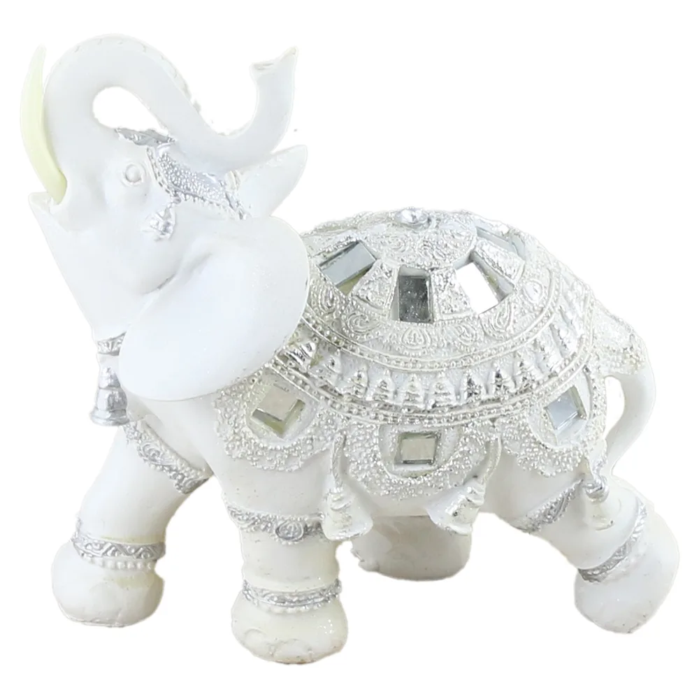 Figurina elefant din rasina 17 CM, Alb - imagine 2