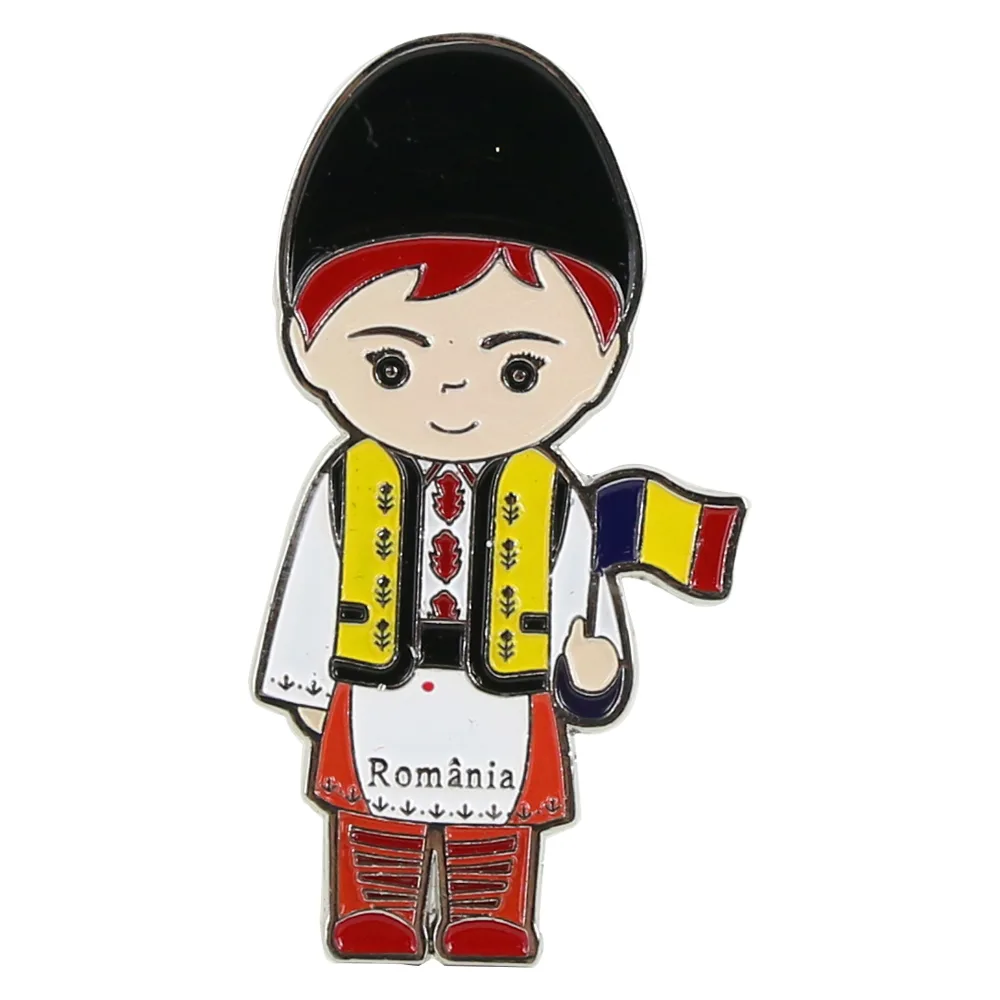 Magnet frigider din metal 7x3 CM, Figurina in port traditional - imagine 2