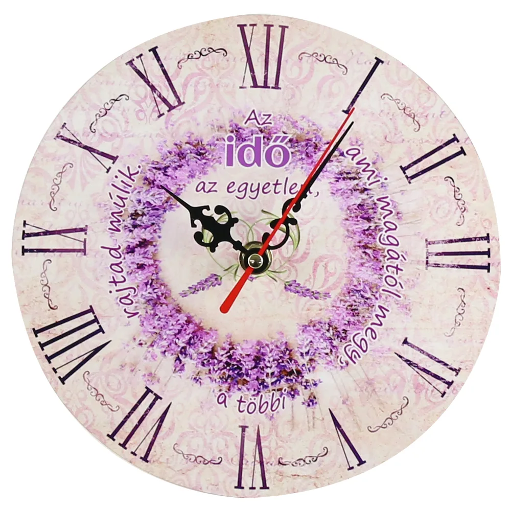 Ceas perete din lemn 20 CM "Az ido az egyetlen" Lavanda