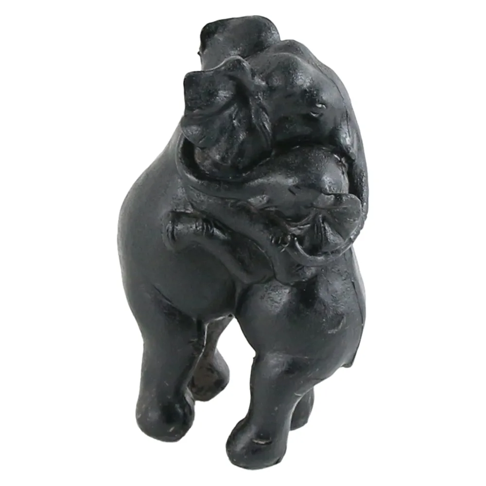 Figurina Elefanti imbratisate 16 CM, din rasina, negru