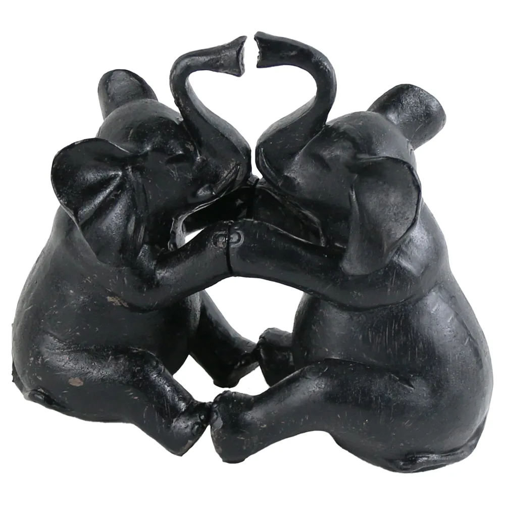 Figurina Elefanti 17x16 CM, din rasina, negru
