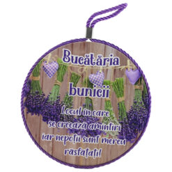 Decor de perete rotund din ceramica "Bucataria Bunicii..." 17 cm Lavanda